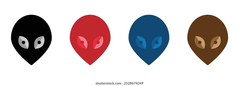 Conjunto de iconos de vector de cabeza alienígena colorido