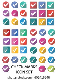 Colorful all check marks flat icon set