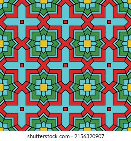 Colorful all over pattern with unique decorative  vintage inspired elements