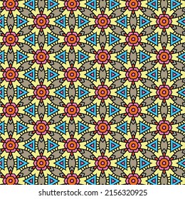 Colorful all over pattern with unique decorative  vintage inspired elements