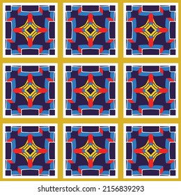 Colorful all over pattern with unique decorative  vintage inspired elements