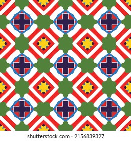 Colorful all over pattern with unique decorative  vintage inspired elements