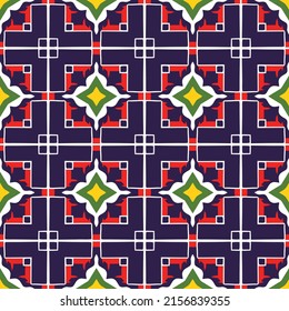 Colorful all over pattern with unique decorative  vintage inspired elements