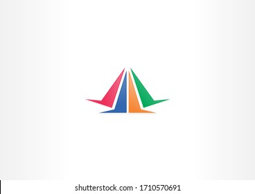 Colorful all-round vector logo design element concept. Triangle shape vector logo