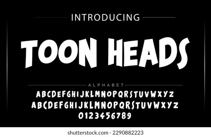Colorful alphabet with airy thick letters. Font with numbers inflated figures in a cartoon children's style.