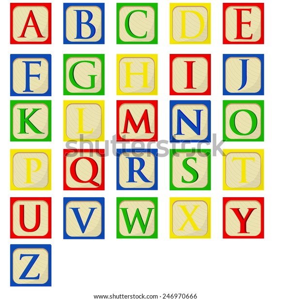 Colorful Alphabet Baby Blocks Vector Set Stock Vector (Royalty Free ...