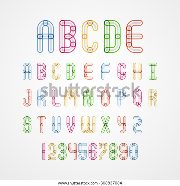 Colorful Alphabet Capital Letters Abcdefghijklmnopqrstuvwxyz Numbersvector Stock Vector Royalty Free 308837084
