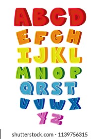 Colorful alphabet for children on white background