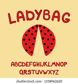 Colorful alphabet for children .Vector illustration. The alphabet is red to a black dot. ladybug