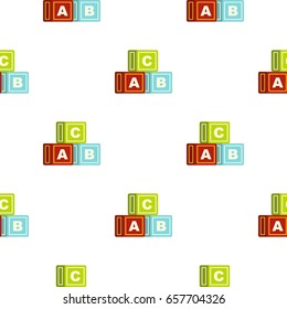 Colorful alphabet cubes pattern seamless background in flat style repeat vector illustration