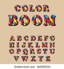 Colorful alphabet. Decorative comic font. 