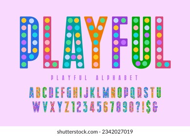 Colorful alphabet design, marquee style, playful characters set. Vector illustration.