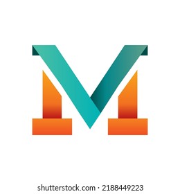 colorful alphabet design vector file - M