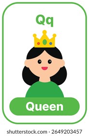 Cartão colorido alfabeto com ilustração bonito. Perfeito para fonia, pré-escola, jardim de infância, aulas escolares, educação ESL, planilhas, cartazes e aplicativos de aprendizagem.