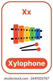 Colorful alphabet flashcard with cute illustration. Perfect for phonics, preschool, kindergarten, school lessons, ESL education, worksheets, posters, and learning apps.