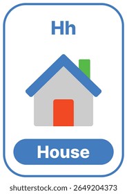 Cartão colorido alfabeto com ilustração bonito. Perfeito para fonia, pré-escola, jardim de infância, aulas escolares, educação ESL, planilhas, cartazes e aplicativos de aprendizagem.