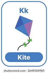Cartão colorido alfabeto com ilustração bonito. Perfeito para fonia, pré-escola, jardim de infância, aulas escolares, educação ESL, planilhas, cartazes e aplicativos de aprendizagem.