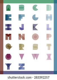 Colorful alphabet with geometrical shapes