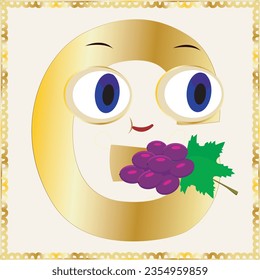 A colorful alphabet for kids. Funny letter G with eyes.
