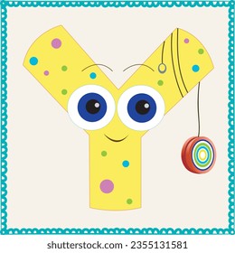 A colorful alphabet for kids. Funny letter Y with eyes.
