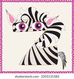 A colorful alphabet for kids. Funny letter Z with eyes.
