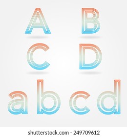 Colorful alphabet, letter "A, B, C, D", Vector illustration.