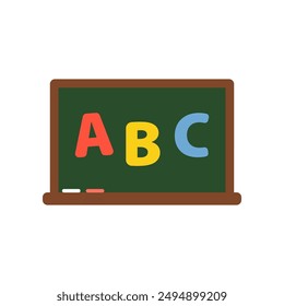 Colorful alphabet letter abc blackboard icon. Education, language, kids preschool, school learning, back to school concepts. Flat decorative vector design isolated illustration.