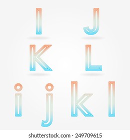 Colorful alphabet, letter "I, J, K, L", Vector illustration.