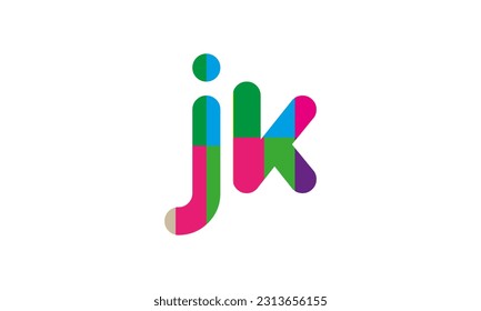 colorful alphabet letter jk logo icon design with dots