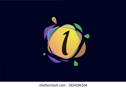 colorful I alphabet letter logo icon template. Colored broken splash design for company and business