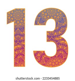 colorful alphabet letter with ornamental mandala design, gradient color alphabet
