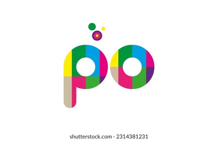 colorful alphabet letter PO logo icon design with dots