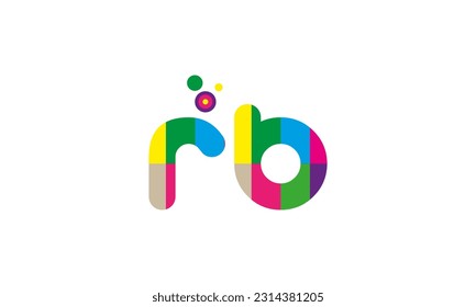 colorful alphabet letter RB logo icon design with dots