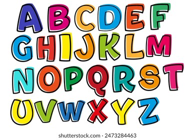 colorful alphabet lettering sketched letters typeface letters set