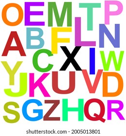 Colorful alphabet letters isolate on white background. Minimal fashion design .for dress, paper,clothes,tablecloth.,net, Copy space for your text and your business. Vector illustration.