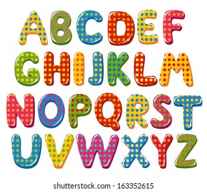 Colorful alphabet letters with polka dot pattern