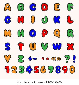 Colorful alphabet and numbers