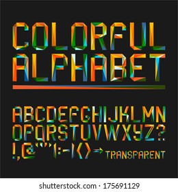 Colorful alphabet on a black background (10eps)