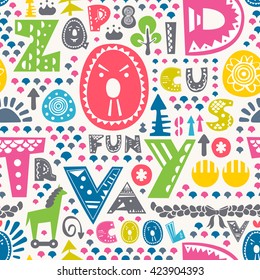 Colorful alphabet seamless pattern. Vector illustration