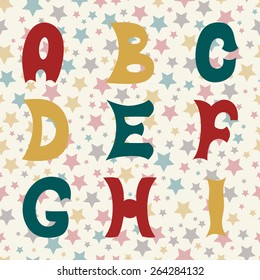 Colorful alphabet. Set of letters from A to I