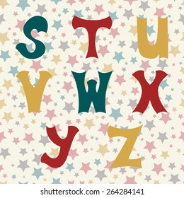 Colorful alphabet. Set of letters from S to Z