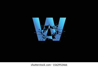 Colorful Alphabet. Splashes letter. Letter W