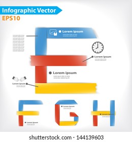 Colorful alphabet vector design for workflow layout, diagram, number options, web design, infographics.