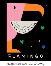 Colorful Alphabet Vector Illustration. Letter F in the form of a flamingo. Ideal for children's educational materials