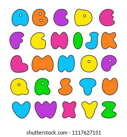 Colorful alphabet, vector set of bright multicolored letters. Vector illustration isolated on white background