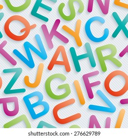 Colorful alphabet wallpaper. Seamless background with 3D effect. Vector EPS10. See others in My Perforated Paper Sets.