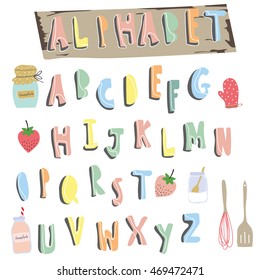 Colorful alphabet.Type letters numbers Vector design elements
