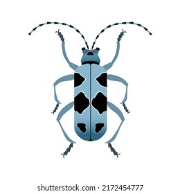 Icono del escarabajo alpino longhorn colorido en diseño plano.