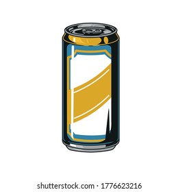 Colorful aluminum can of beer in vintage style isolated vector illustration