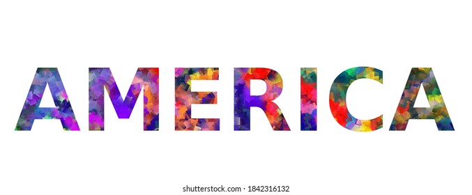 Colorful America Text Vector Design Letter